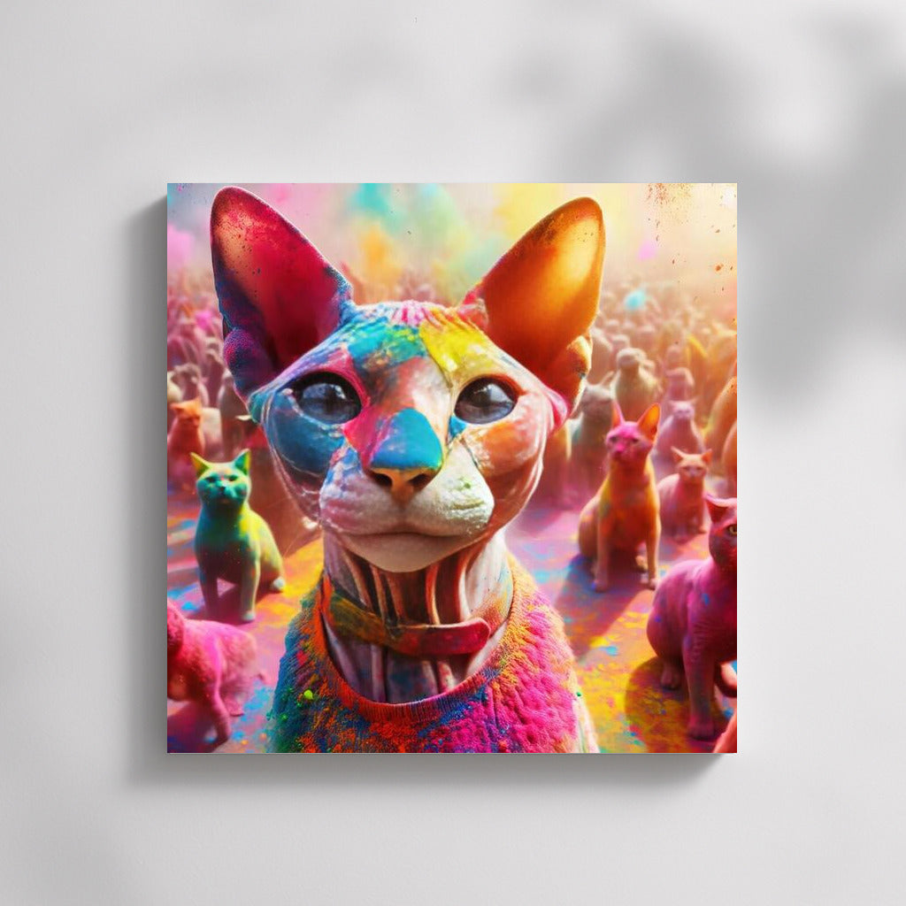 Devon Rex in Holi's Colored Whirlwind