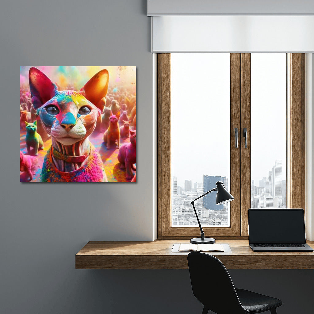 Devon Rex in Holi's Colored Whirlwind