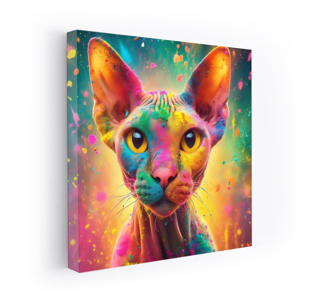 Devon Rex in Holi's Rainbow Vortex