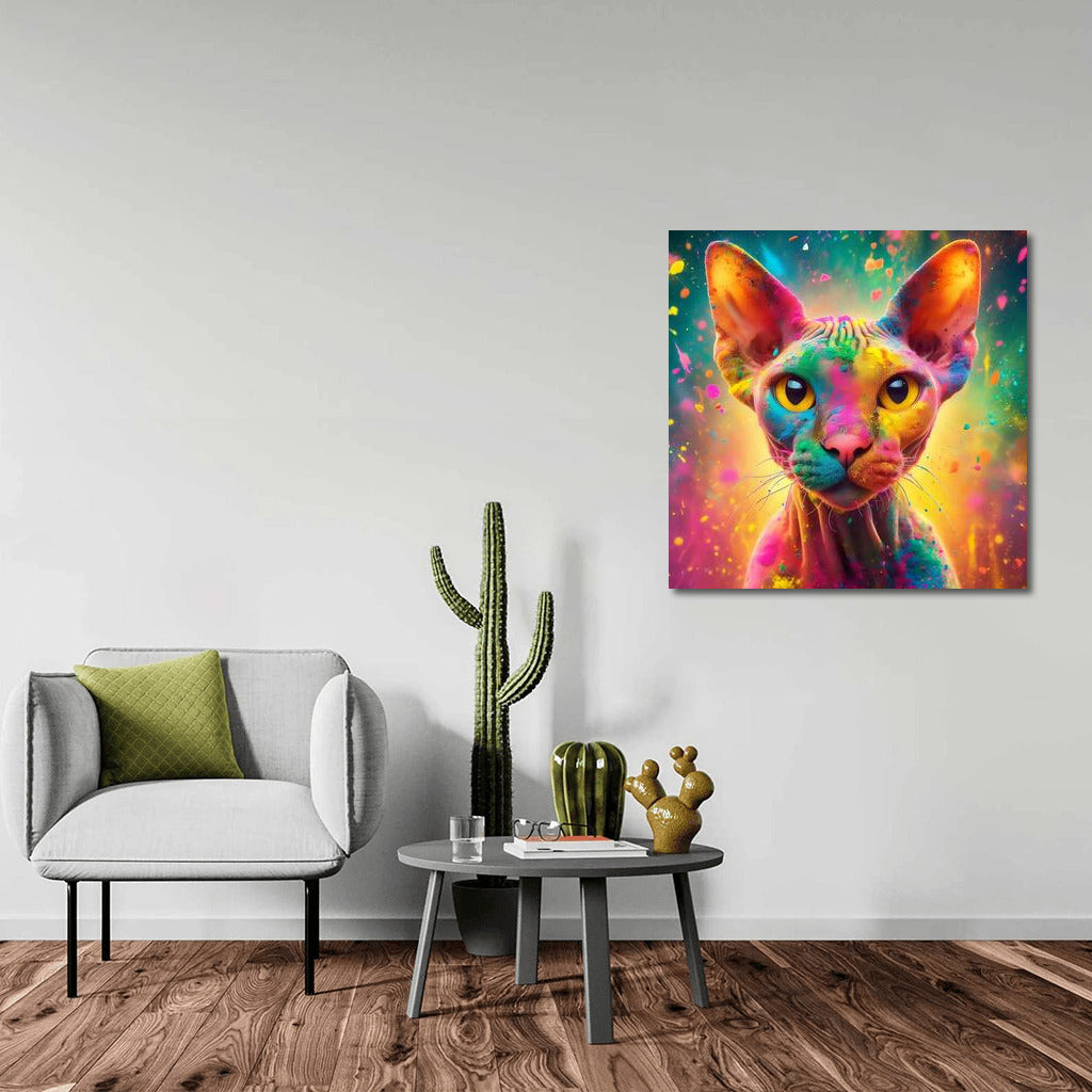 Devon Rex in Holi's Rainbow Vortex