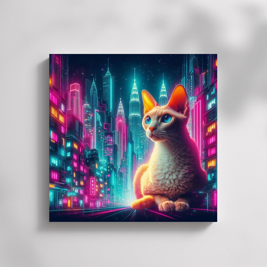 Devon Rex in Neon City: Grace and Magic