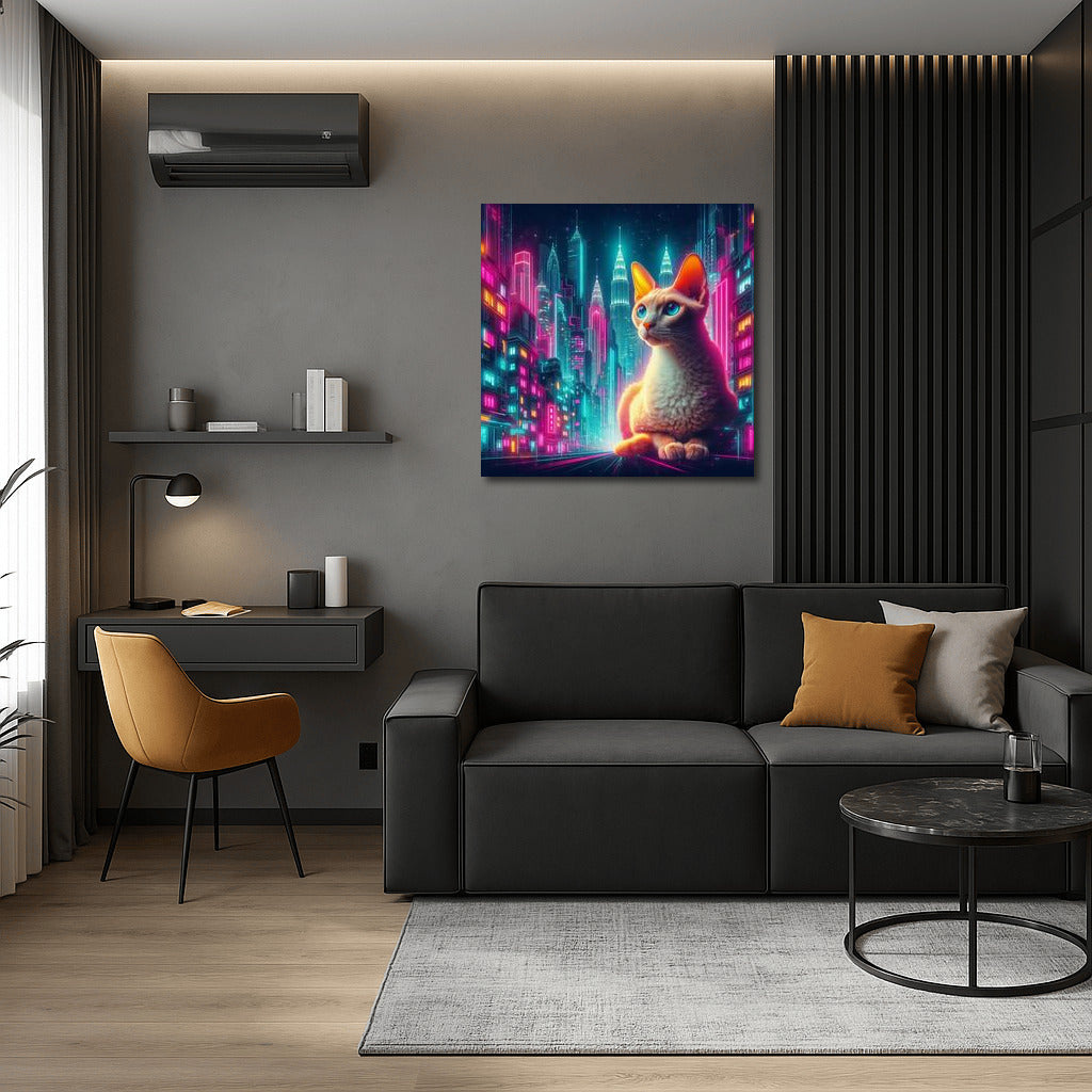 Devon Rex in Neon City: Grace and Magic