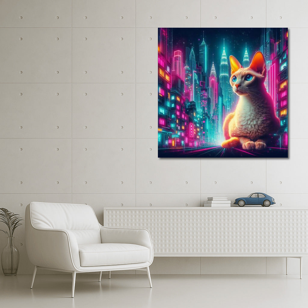 Devon Rex in Neon City: Grace and Magic