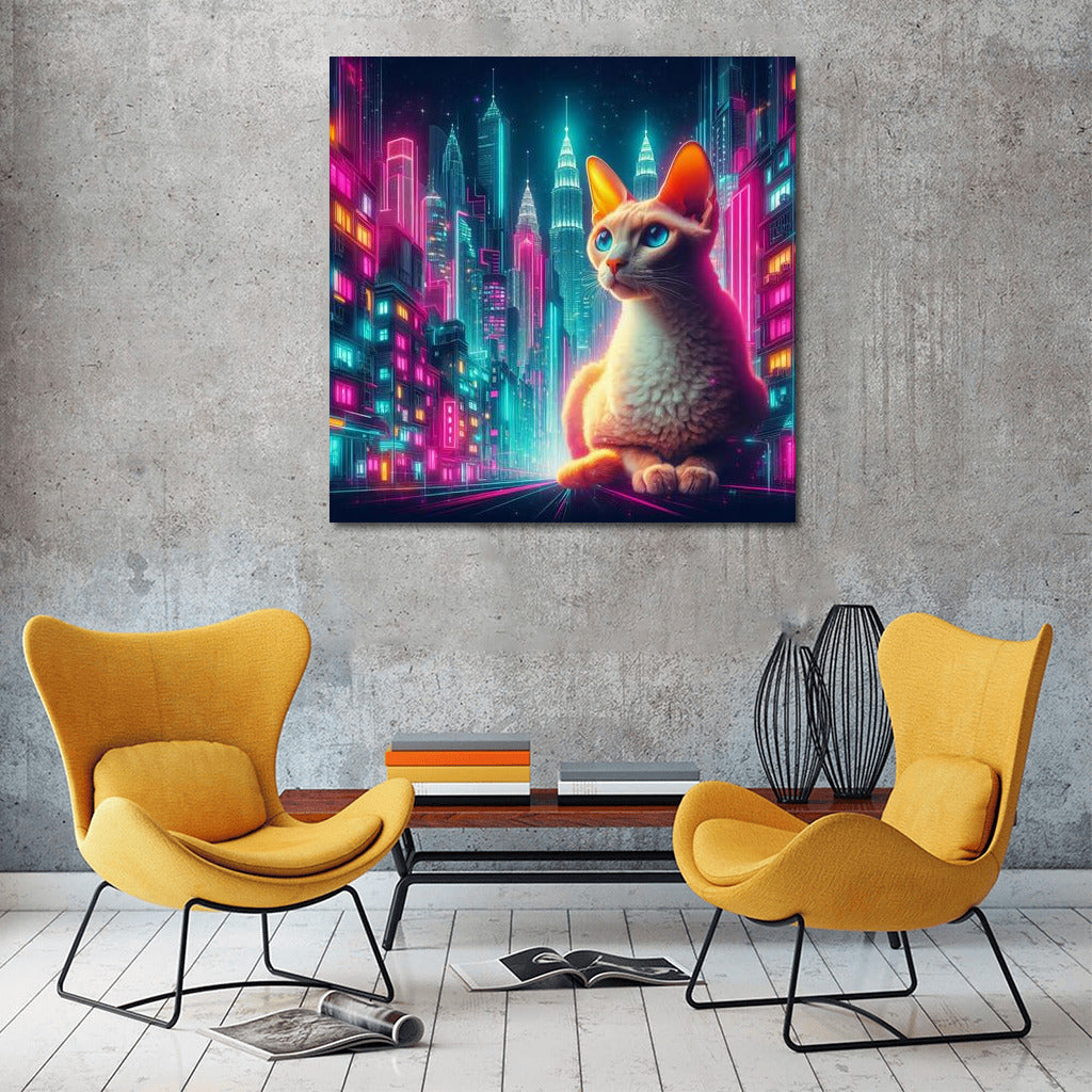 Devon Rex in Neon City: Grace and Magic