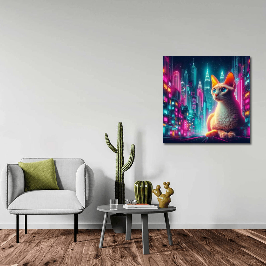 Devon Rex in Neon City: Grace and Magic