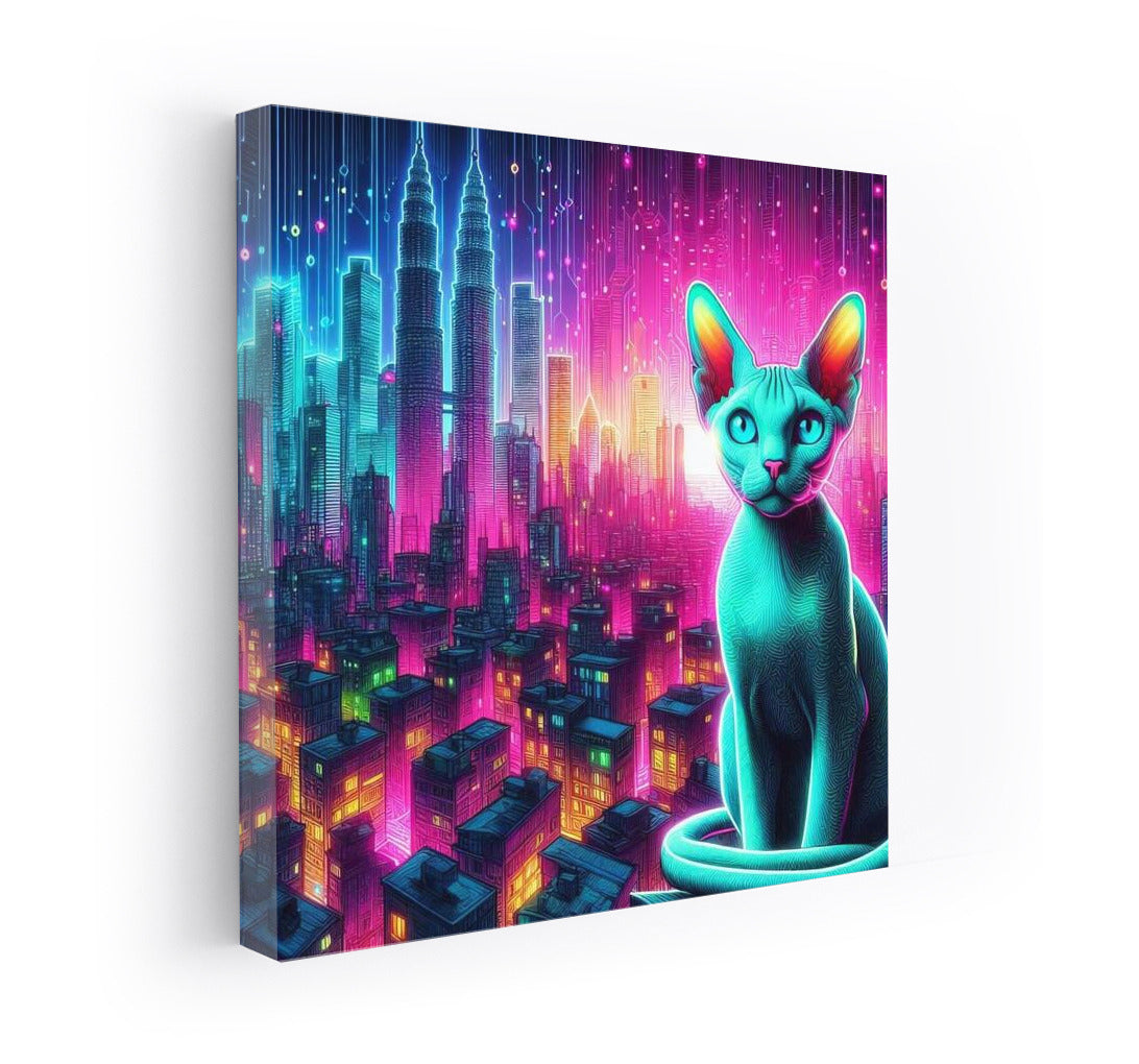 Devon Rex in Neon City: Futuristic Magic for Interiors
