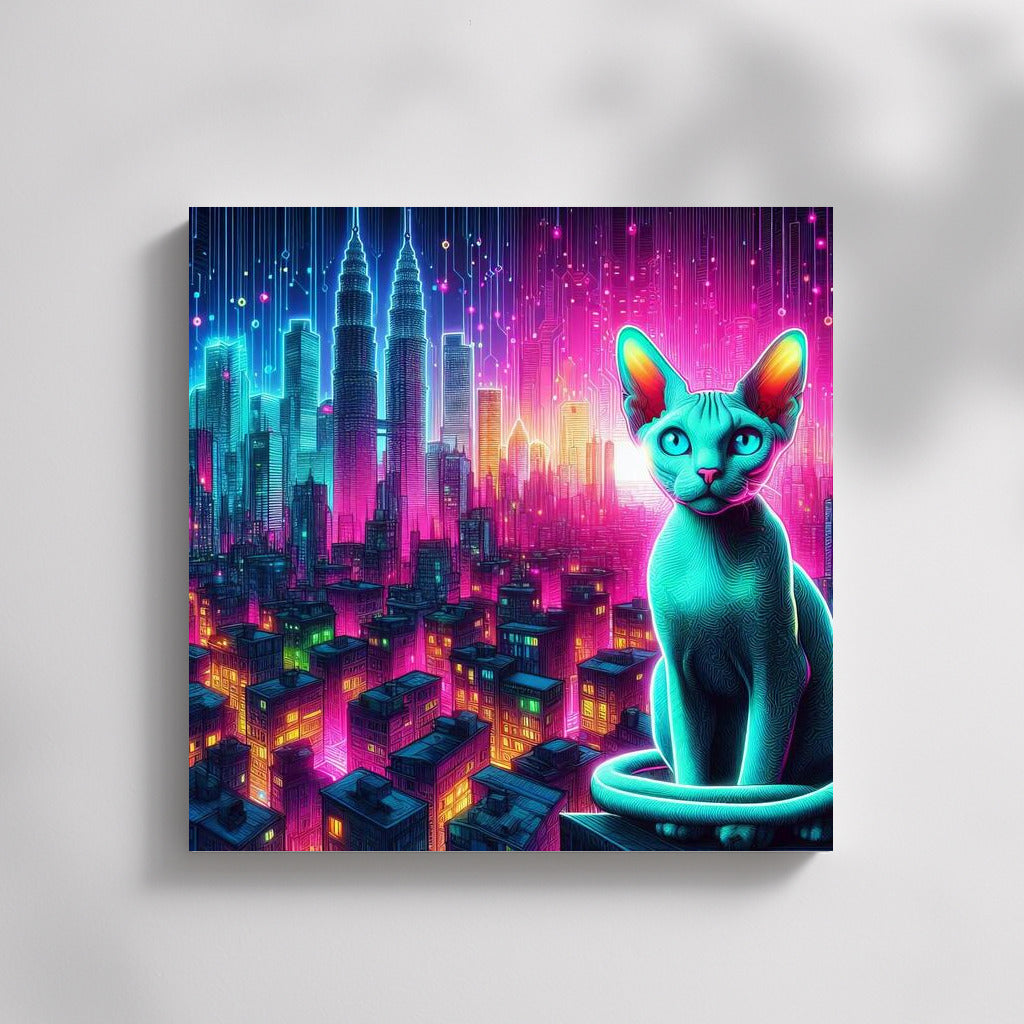 Devon Rex in Neon City: Futuristic Magic for Interiors