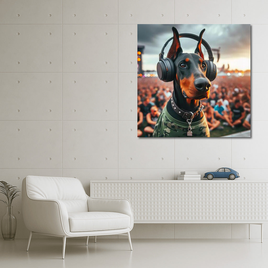 Doberman at the Festival: Music and Style in Headphones