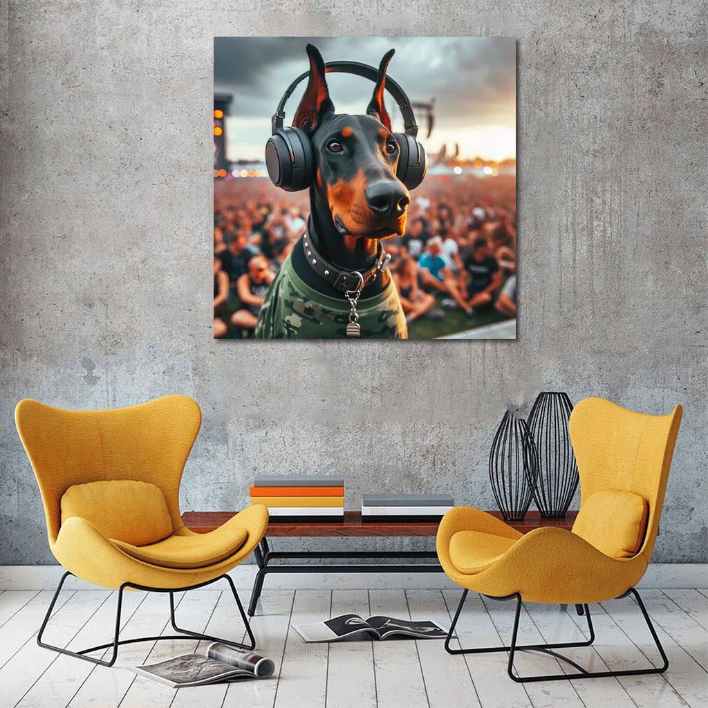 Doberman at the Festival: Music and Style in Headphones
