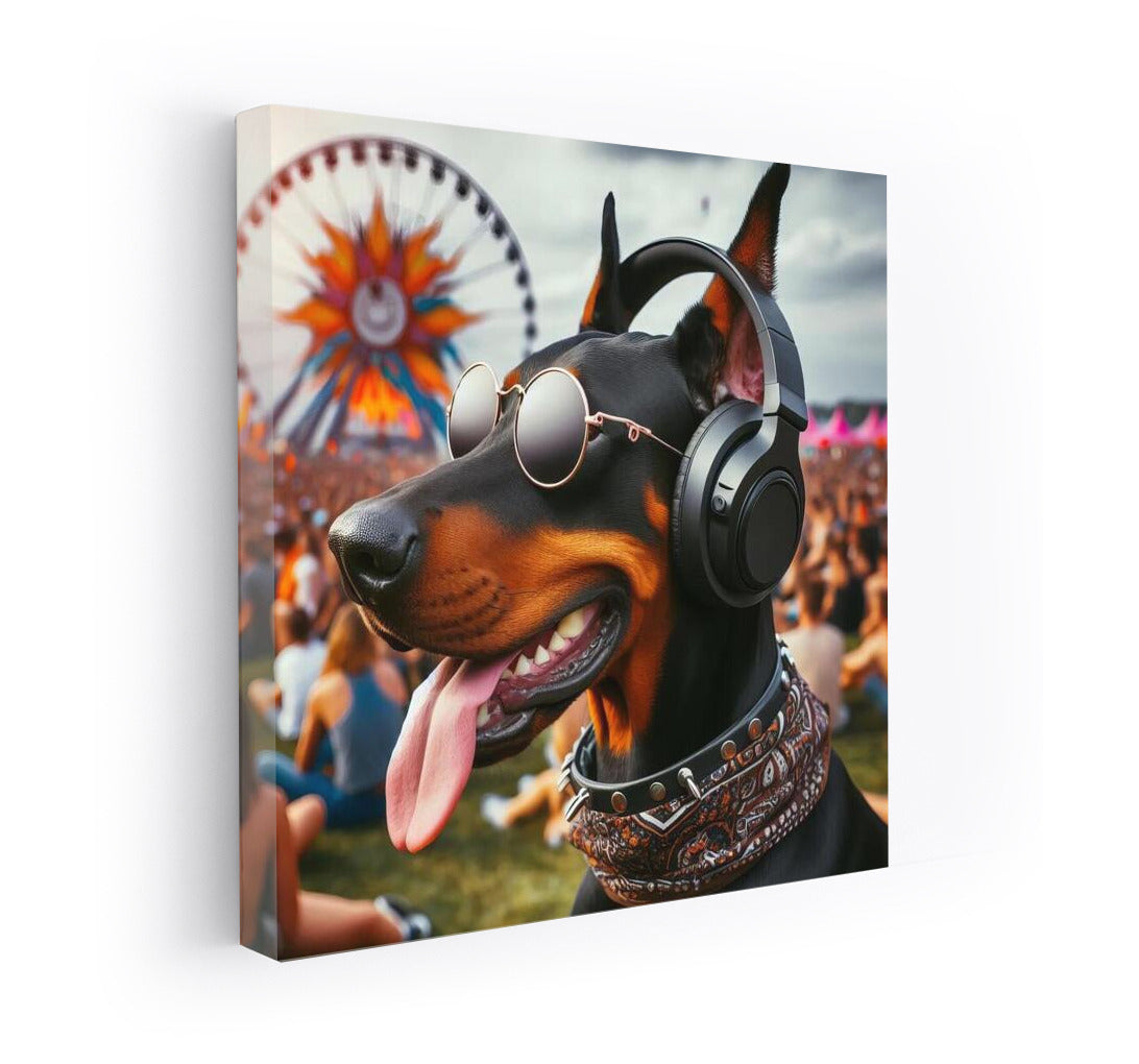 Doberman at the Festival: Music and Freedom in Stylish Headphones