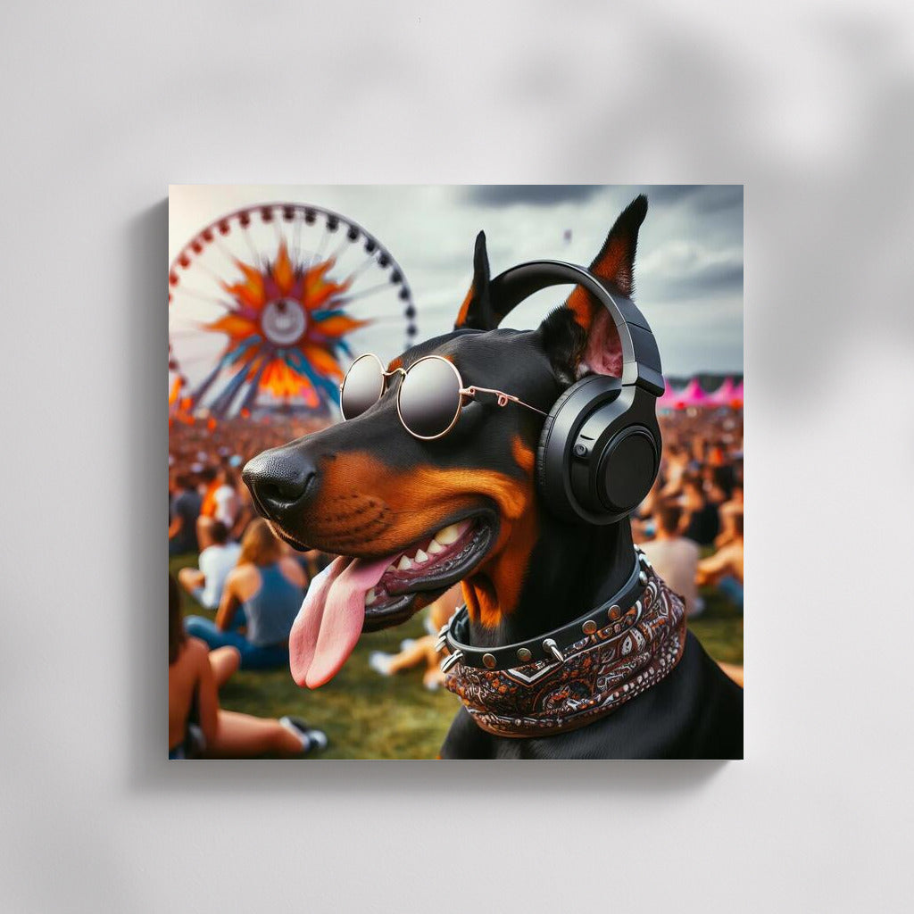 Doberman at the Festival: Music and Freedom in Stylish Headphones