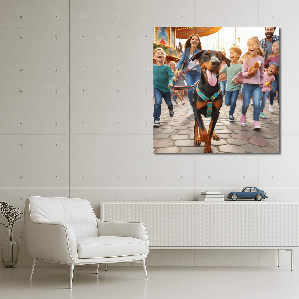 Doberman in the Amusement Park: An Unforgettable Adventure on Your Walls