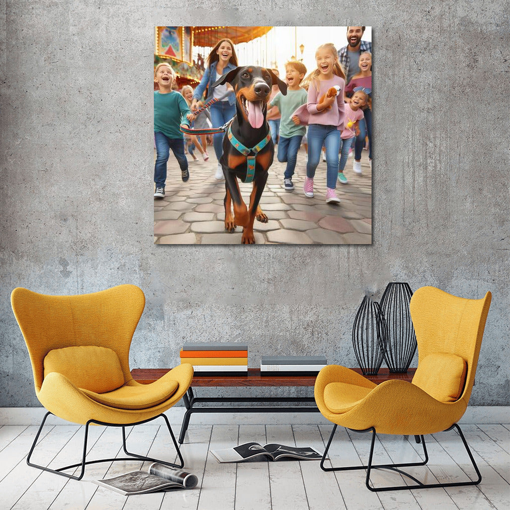 Doberman in the Amusement Park: An Unforgettable Adventure on Your Walls