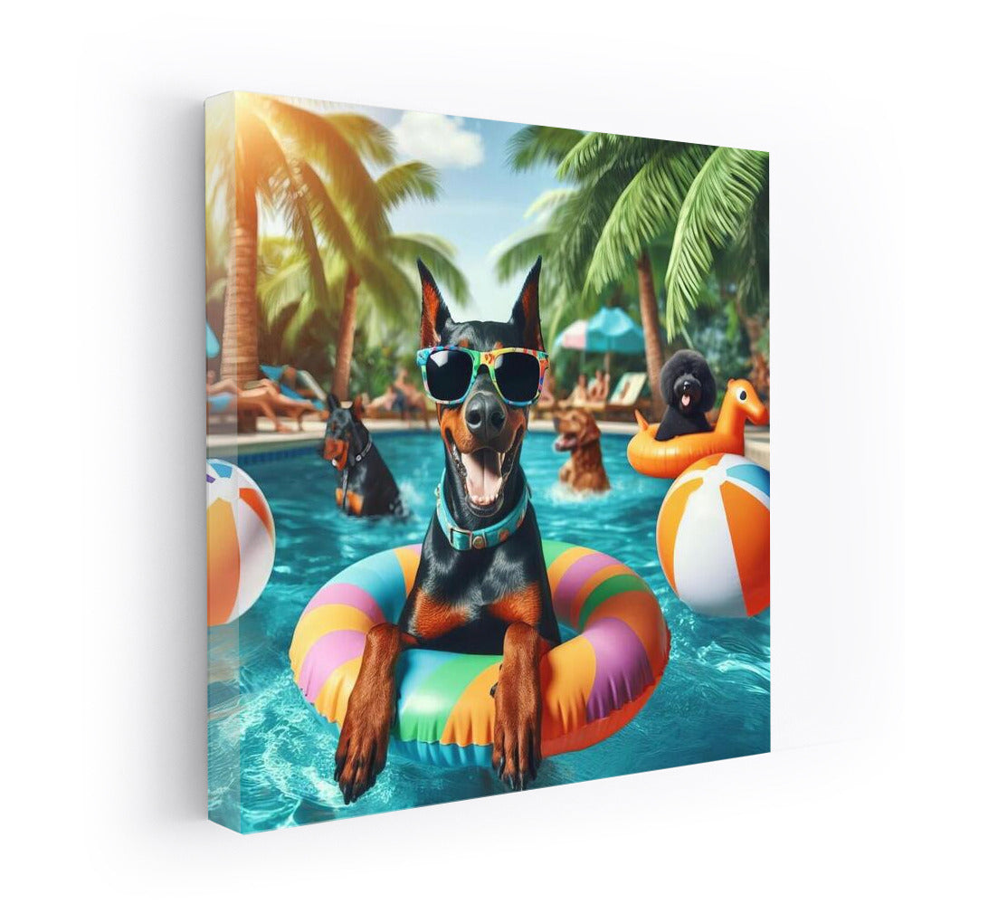 Doberman at the Pool Party: A Bright Accent for Your Interior