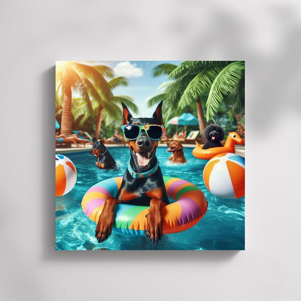 Doberman at the Pool Party: A Bright Accent for Your Interior