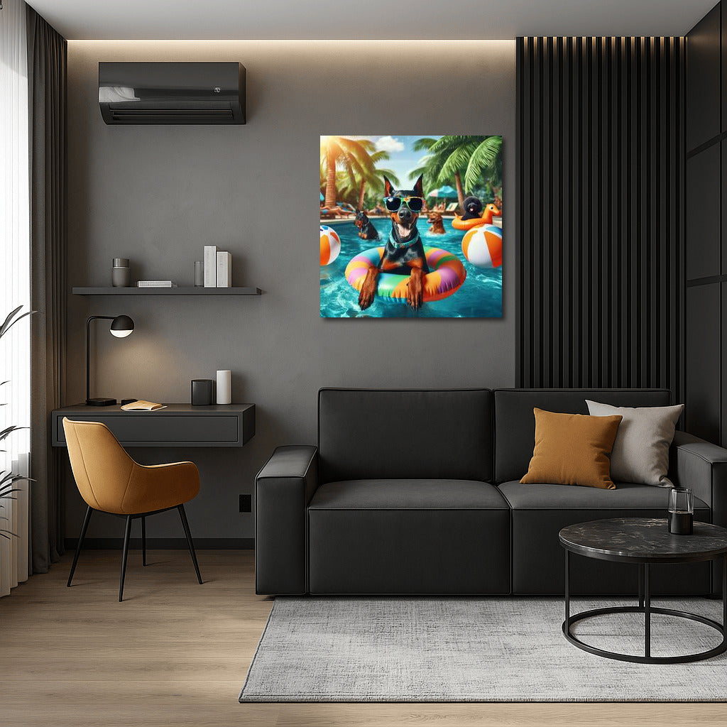 Doberman at the Pool Party: A Bright Accent for Your Interior