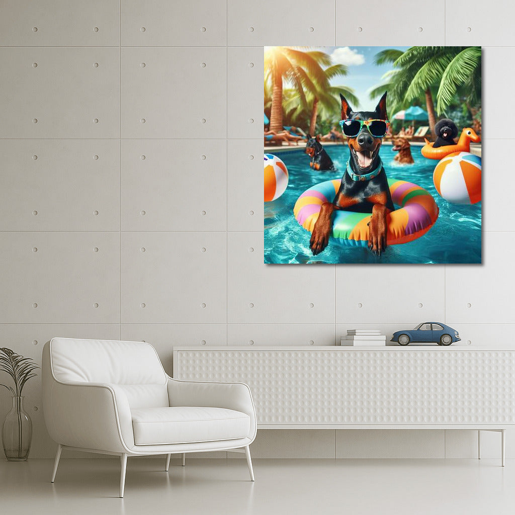 Doberman at the Pool Party: A Bright Accent for Your Interior
