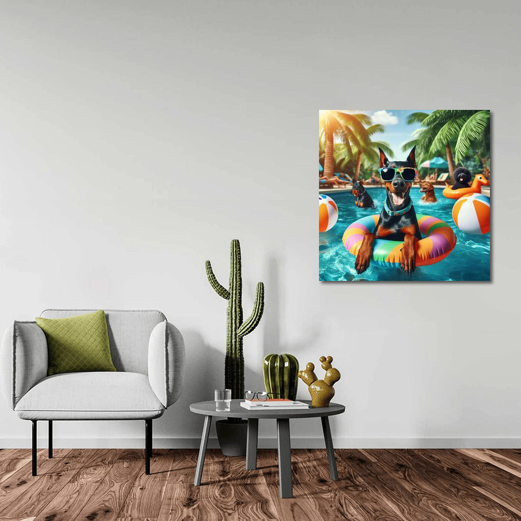 Doberman at the Pool Party: A Bright Accent for Your Interior