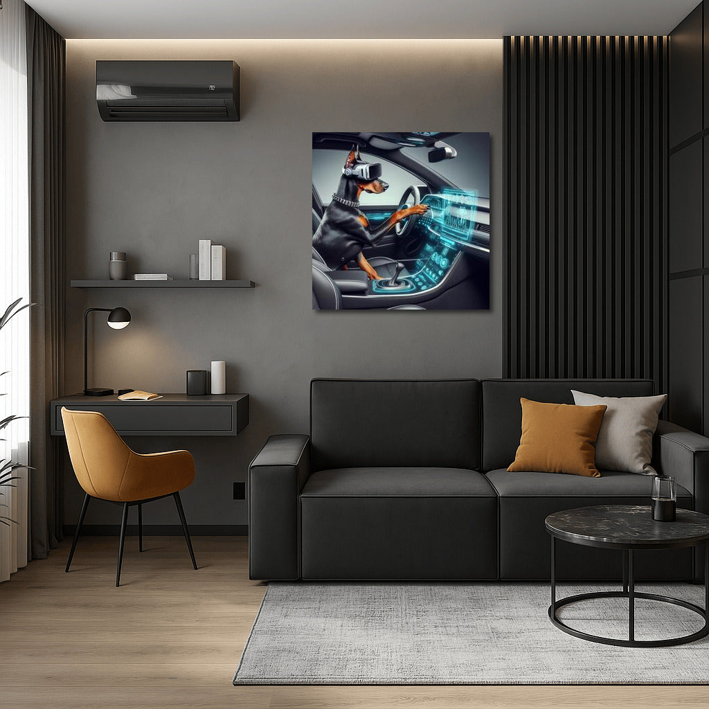 Doberman in the Car of the Future: Style and Futurism on Your Wall