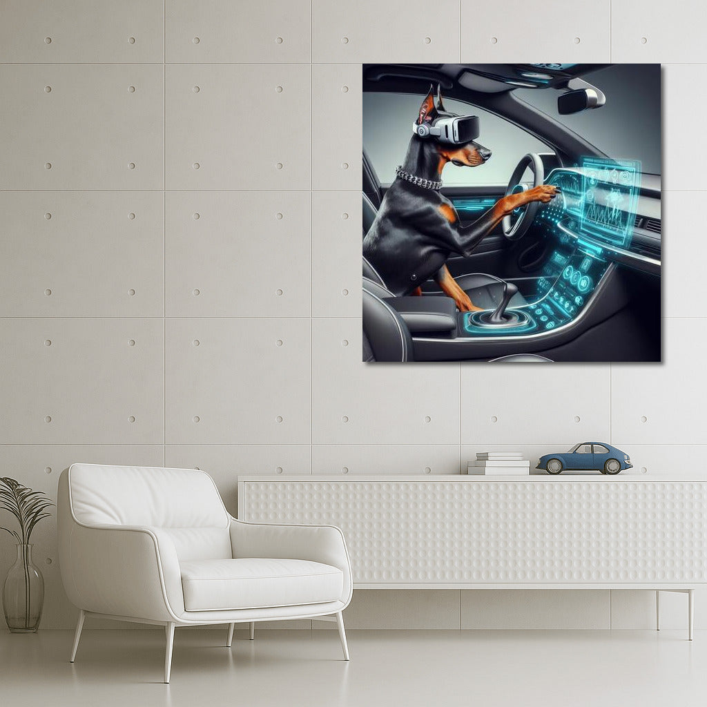 Doberman in the Car of the Future: Style and Futurism on Your Wall