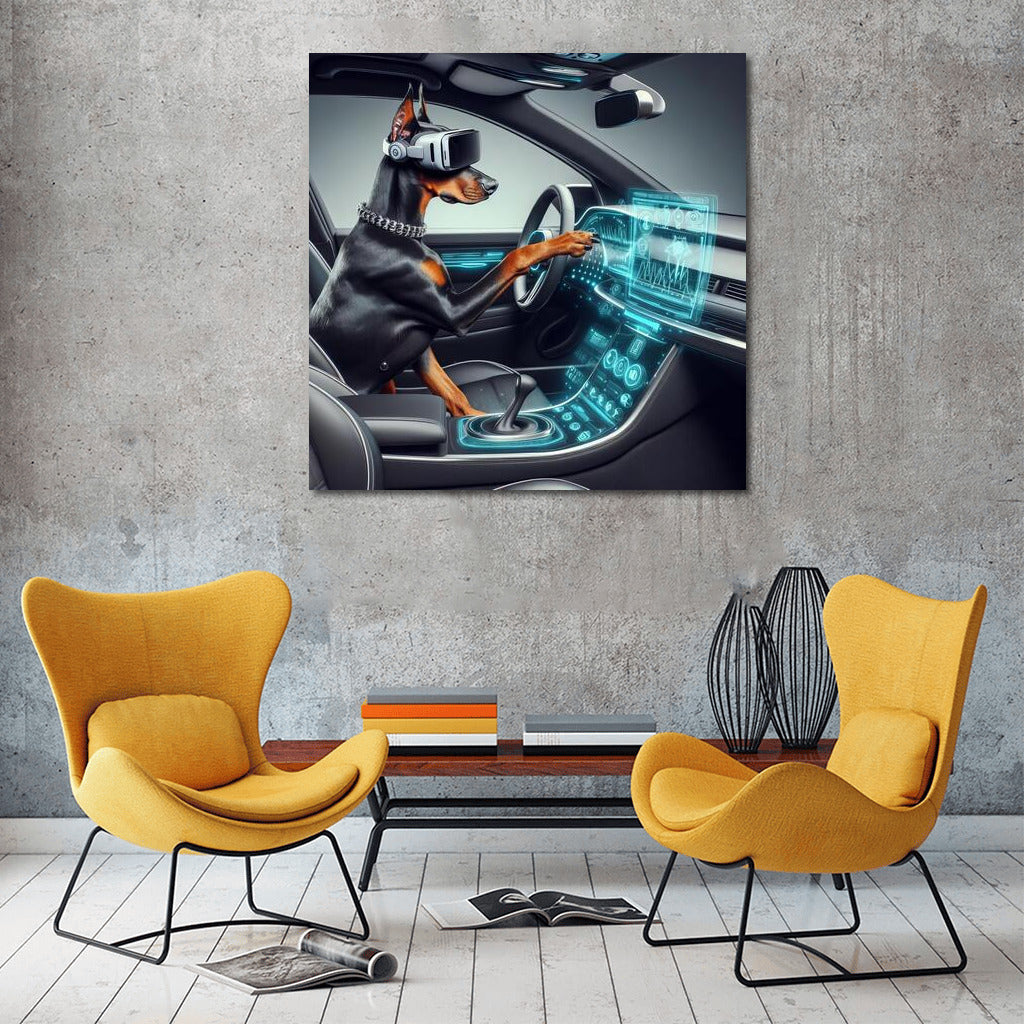 Doberman in the Car of the Future: Style and Futurism on Your Wall
