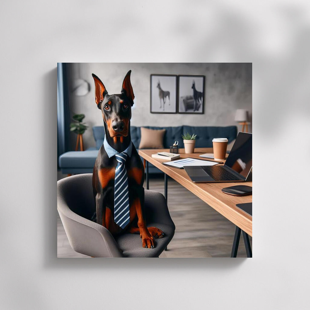 Doberman in the Office: Elegance and Style
