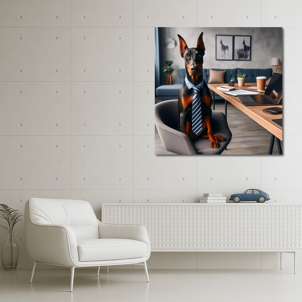 Doberman in the Office: Elegance and Style
