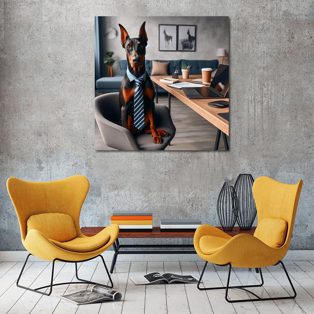 Doberman in the Office: Elegance and Style