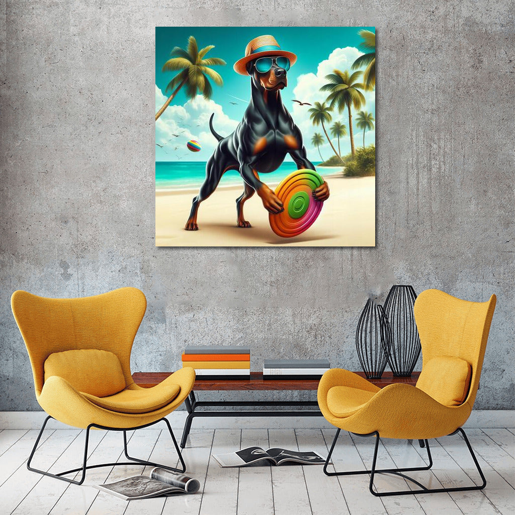 Doberman on a Tropical Beach: Style and Charm for the Interior