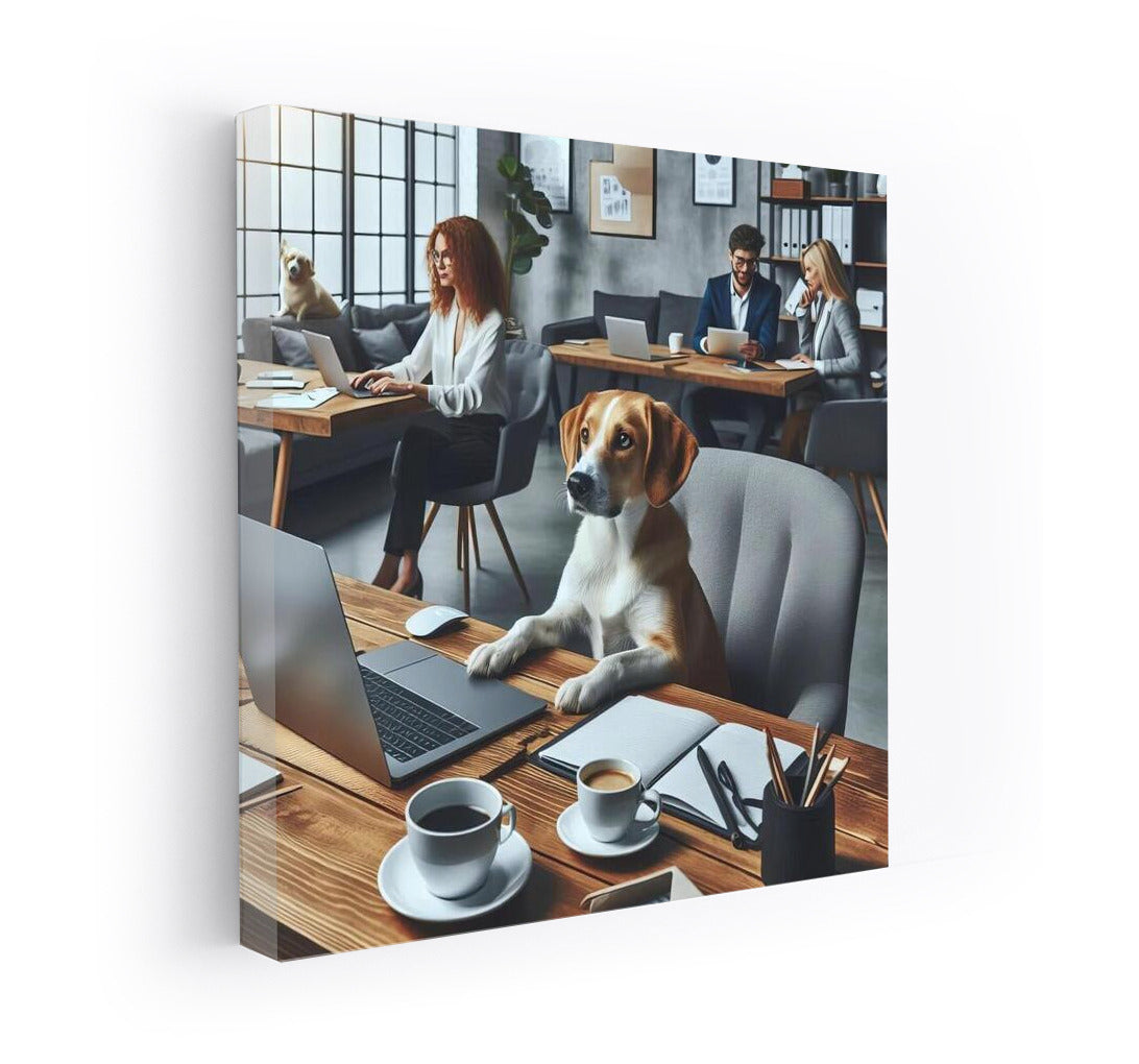 Friendly Labrador in Coworking: Business and Friendship