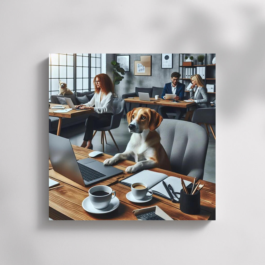 Friendly Labrador in Coworking: Business and Friendship