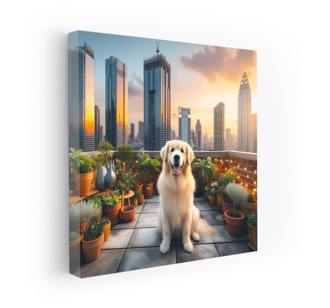 Adorable Dog on the City Roof: Comfort and Magic
