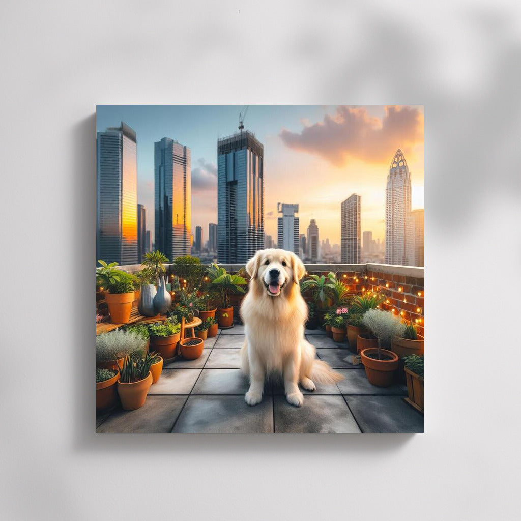 Adorable Dog on the City Roof: Comfort and Magic