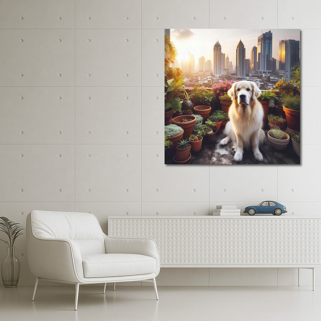 Majestic Dog in Urban Garden: Dog in Urban Rooftop 3