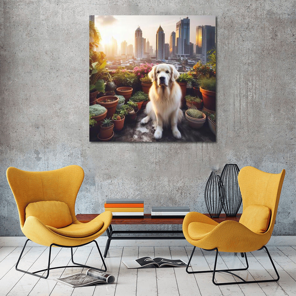 Majestic Dog in Urban Garden: Dog in Urban Rooftop 3
