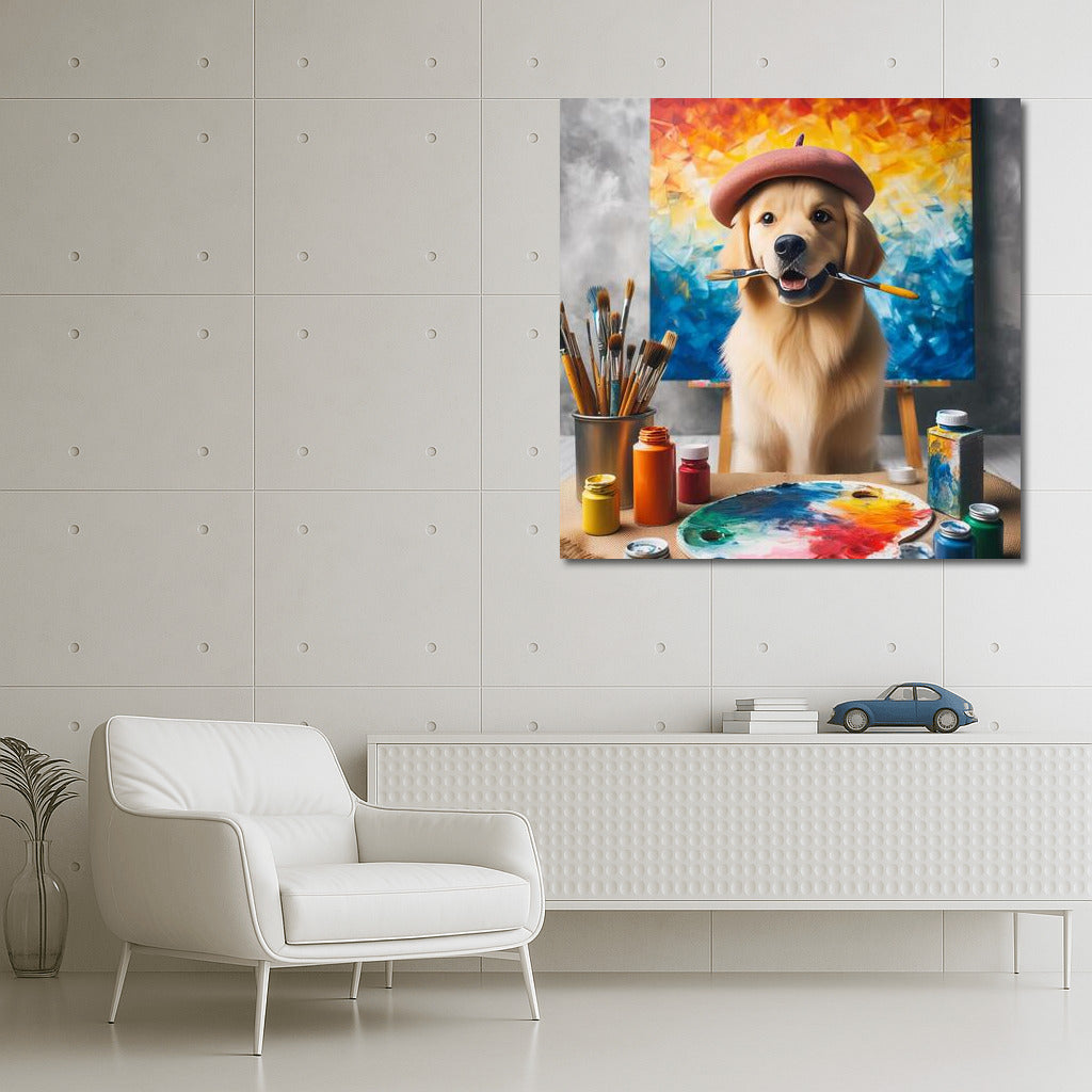 Creative Dog in the Studio: Painting on the Walls