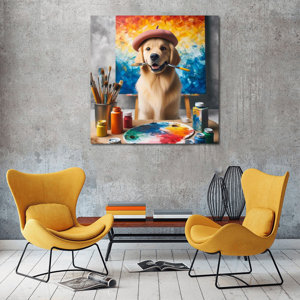 Creative Dog in the Studio: Painting on the Walls