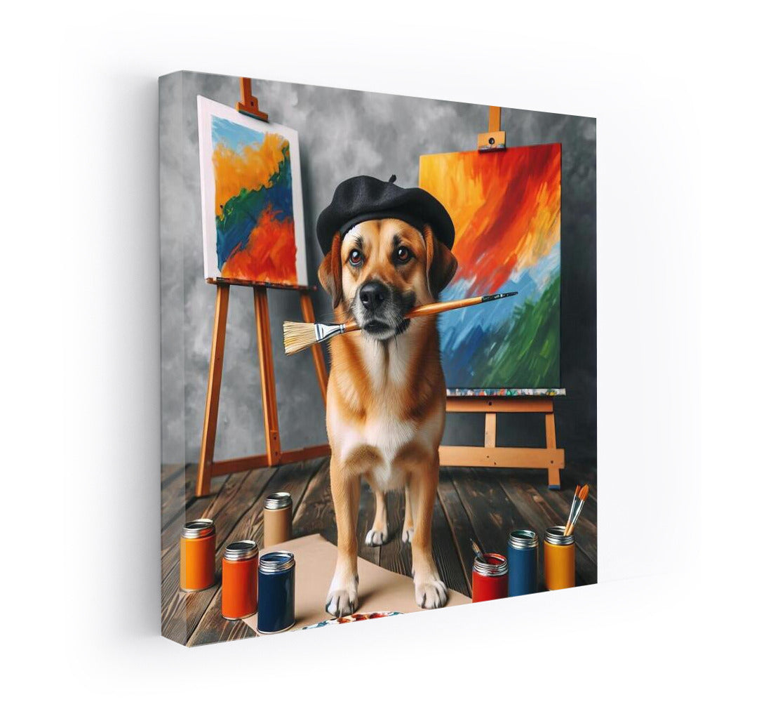 Adorable Artist Dog in a Beret: Creative Corner