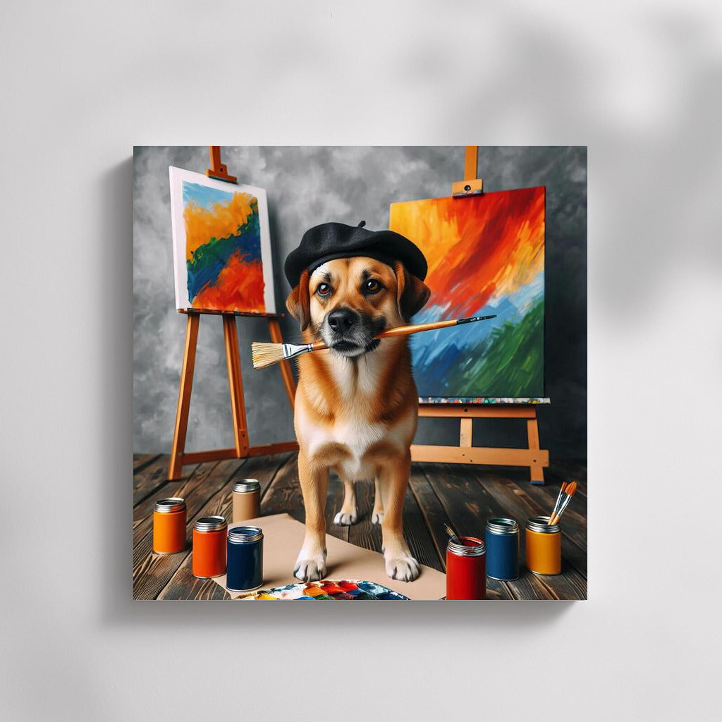 Adorable Artist Dog in a Beret: Creative Corner