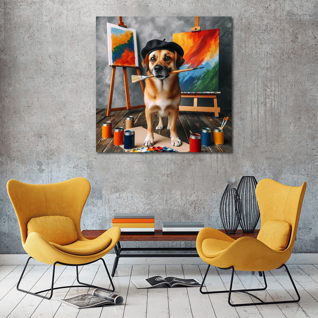 Adorable Artist Dog in a Beret: Creative Corner