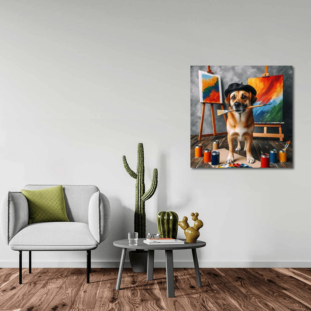 Adorable Artist Dog in a Beret: Creative Corner