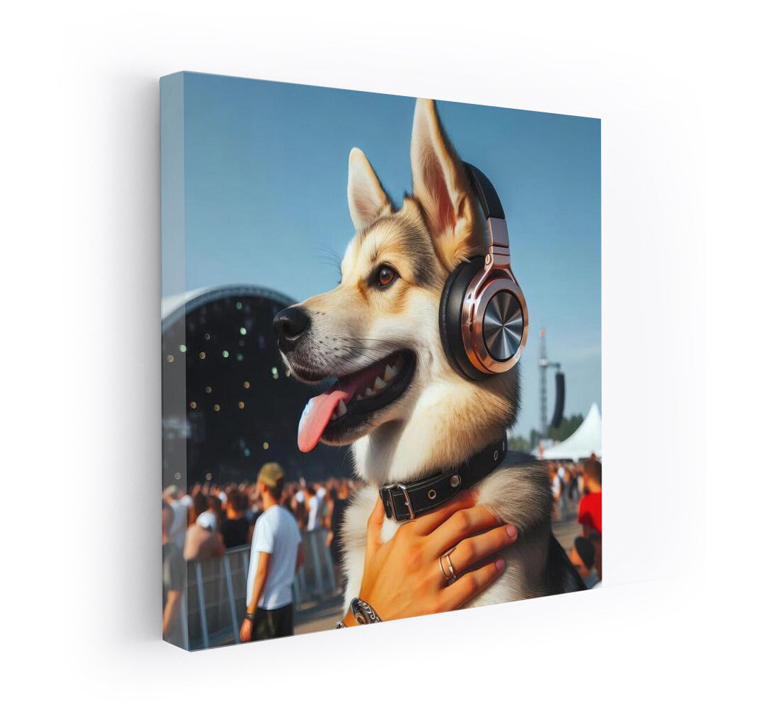 Festival Dog in Headphones: The Energy of Music