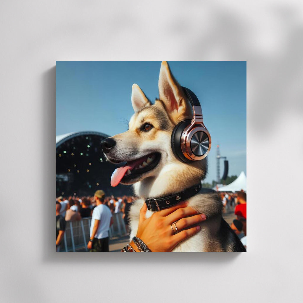 Festival Dog in Headphones: The Energy of Music
