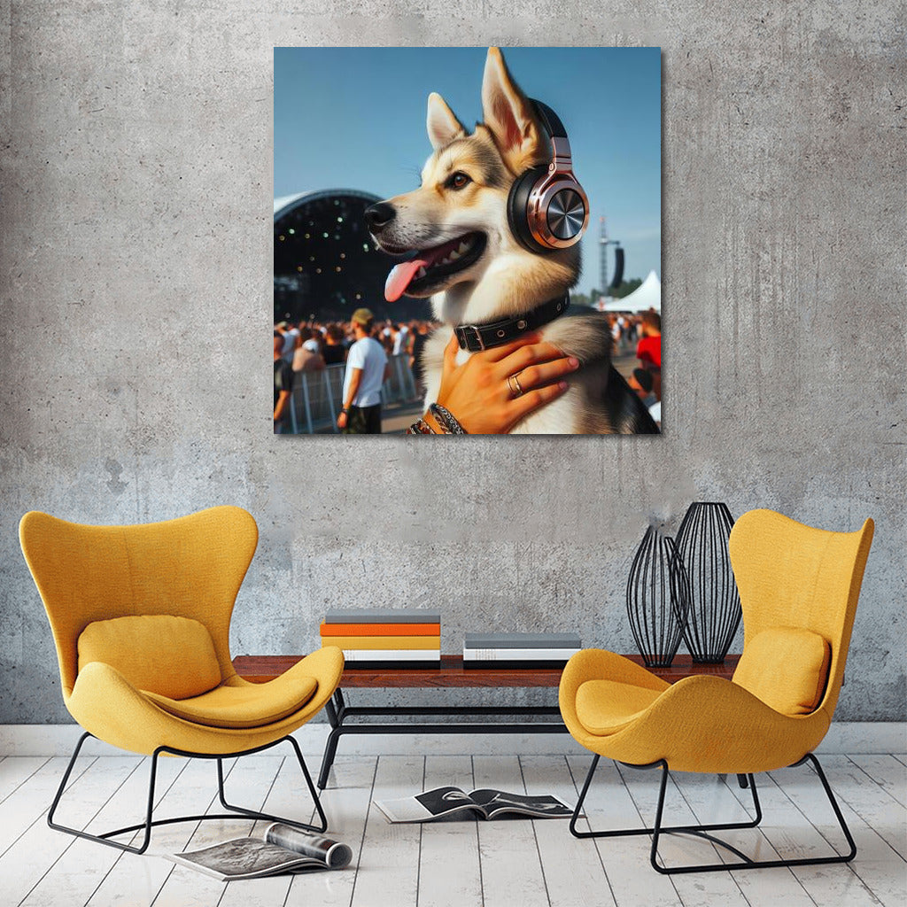 Festival Dog in Headphones: The Energy of Music