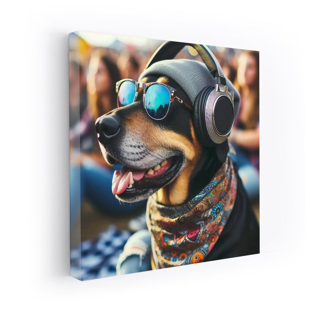 Music Festival: Stylish Dog in Headphones