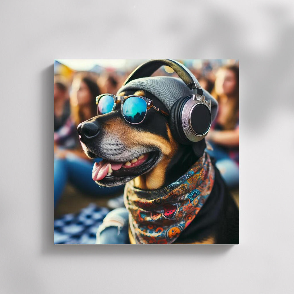 Music Festival: Stylish Dog in Headphones