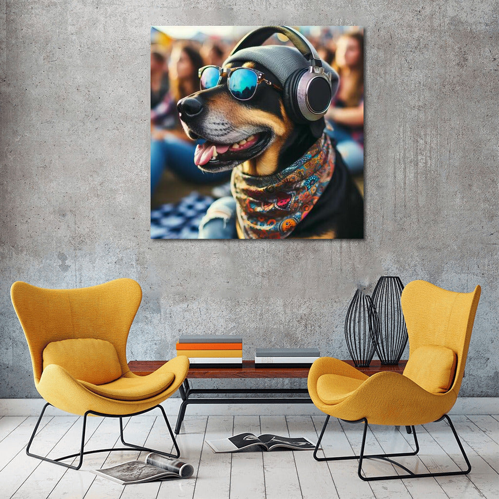 Music Festival: Stylish Dog in Headphones