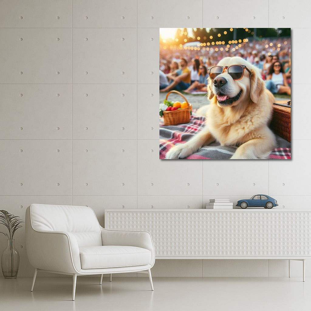 Sunny Labrador at the Open Air Concert: Joy and Music