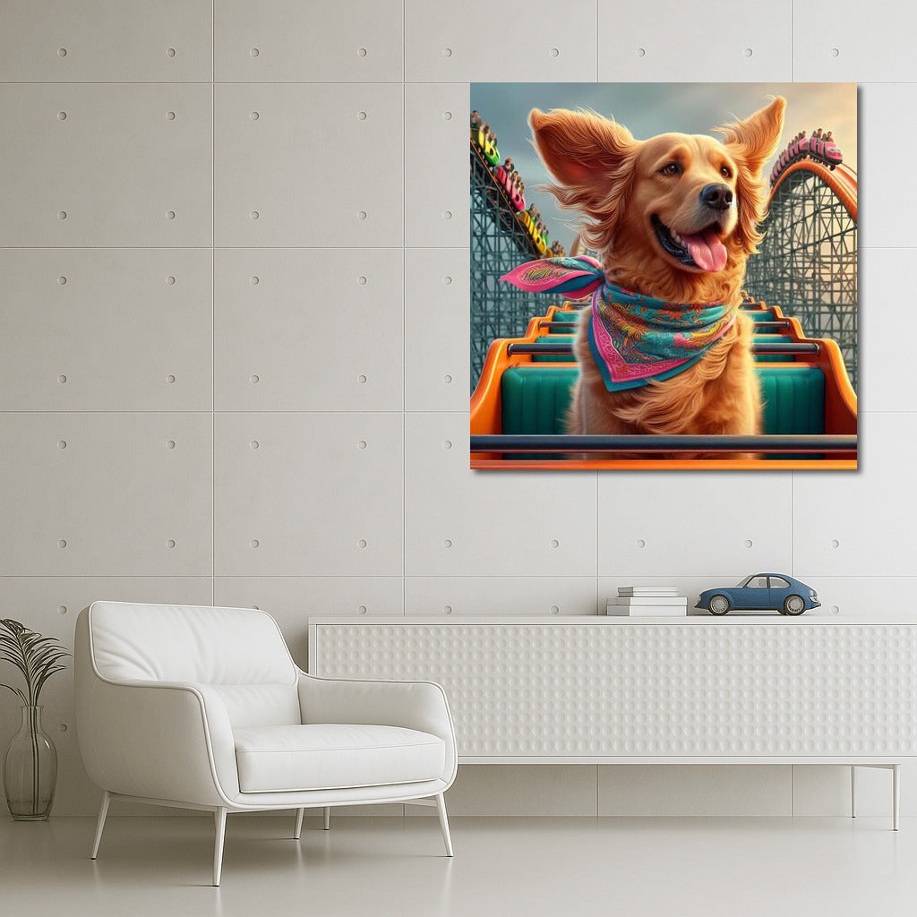 Dog in Amusement Park: Joy and Play