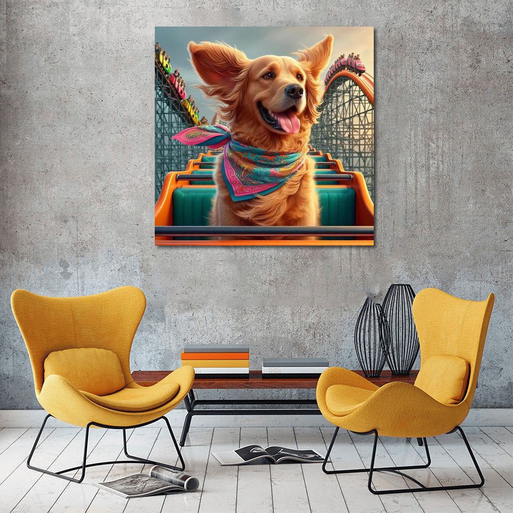Dog in Amusement Park: Joy and Play